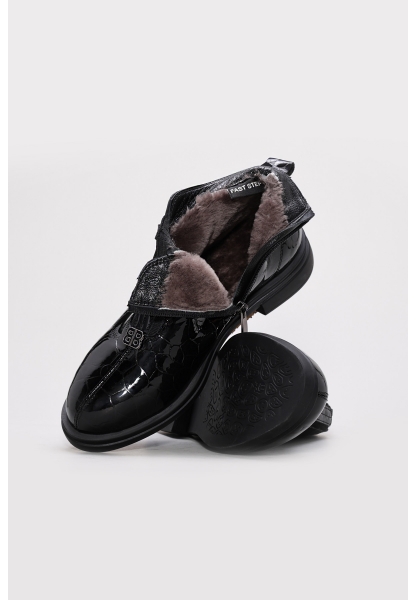 Tugerdi Siyah Kroko İçi Kürklü Hakiki Deri Fermuarlı Kauçuk Taban Kaliteli Kadın Bot TG0923811261526