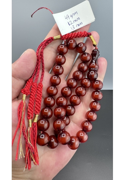 Tugerdi Vişne 49 Gr Eski Döküm Sürmeli Hareli Sıkma Kehribar Tespih TGETES600601