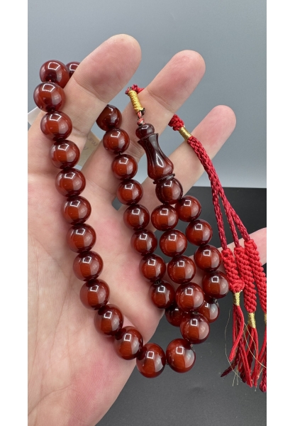 Tugerdi Vişne 49 Gr Eski Döküm Sürmeli Hareli Sıkma Kehribar Tespih TGETES600601