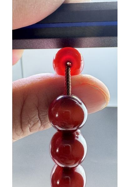 Tugerdi Vişne 49 Gr Eski Döküm Sürmeli Hareli Sıkma Kehribar Tespih TGETES600601