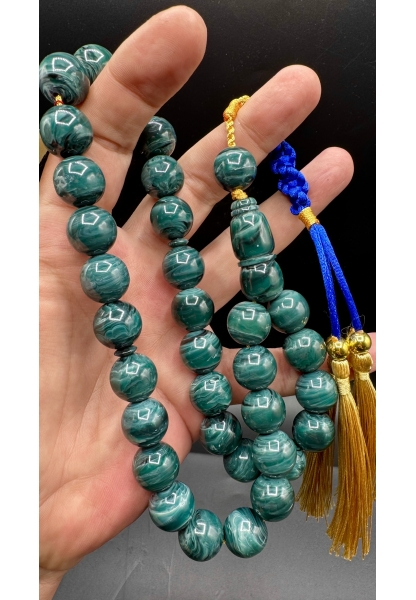 Tugerdi Firfirik Hare Koleksiyonluk Turkuaz 83 Gr Faturan Sıkma Kehribar Tespih AHTES2517