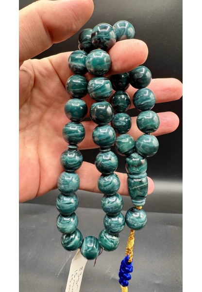 Tugerdi Firfirik Hare Koleksiyonluk Turkuaz 83 Gr Faturan Sıkma Kehribar Tespih AHTES2517