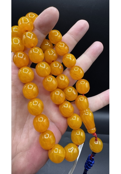 Tugerdi Firfirik Hareli Koleksiyonluk Portakal 98 Gr Faturan Sıkma Kehribar Tespih AHTES2511