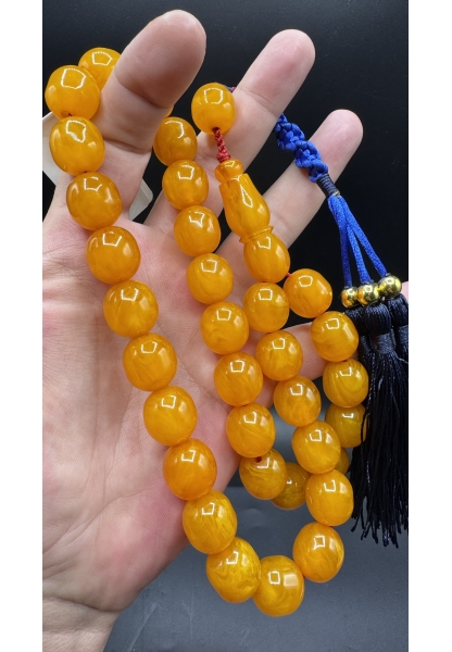 Tugerdi Firfirik Hareli Koleksiyonluk Portakal 98 Gr Faturan Sıkma Kehribar Tespih AHTES2511