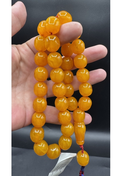 Tugerdi Firfirik Hareli Koleksiyonluk Portakal 98 Gr Faturan Sıkma Kehribar Tespih AHTES2511