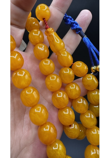 Tugerdi Firfirik Hareli Koleksiyonluk Portakal 98 Gr Faturan Sıkma Kehribar Tespih AHTES2511