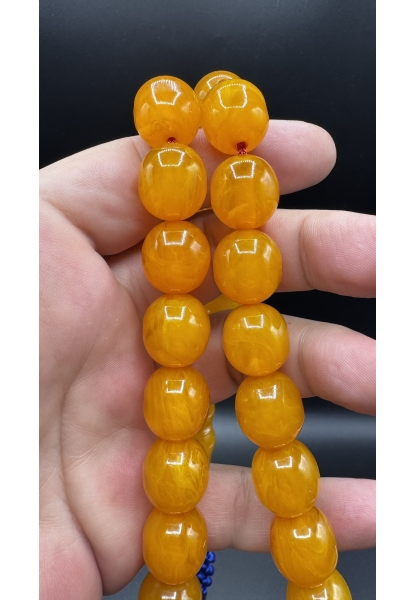 Tugerdi Firfirik Hareli Koleksiyonluk Portakal 98 Gr Faturan Sıkma Kehribar Tespih AHTES2511