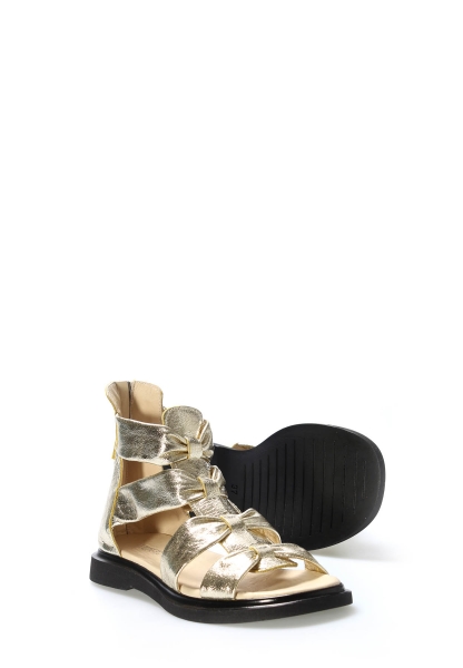 Tugerdi Altın İçi Dışı Hakiki Deri Siyah Hafif Taban Kaliteli Kadın Sandalet TG09124261526