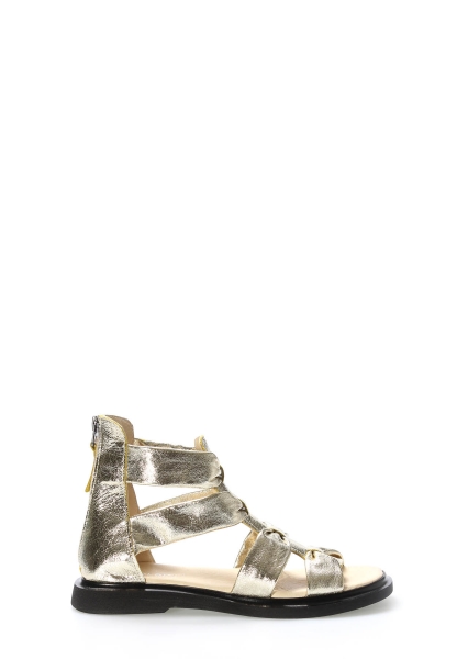 Tugerdi Altın İçi Dışı Hakiki Deri Siyah Hafif Taban Kaliteli Kadın Sandalet TG09124261526