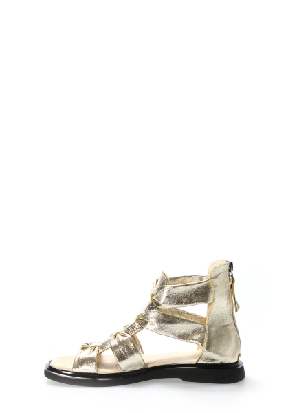 Tugerdi Altın İçi Dışı Hakiki Deri Siyah Hafif Taban Kaliteli Kadın Sandalet TG09124261526