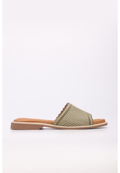 Tugerdi Avakado Hakiki Deri Hafif Taban Kaliteli Kadın Terlik TG099722611614