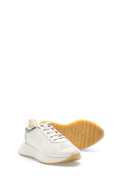 Tugerdi Bej Altın İçi Dışı Hakiki Deri Bağcıklı Termo Taban Kadın Casual Ayakkabı TG09010261851003