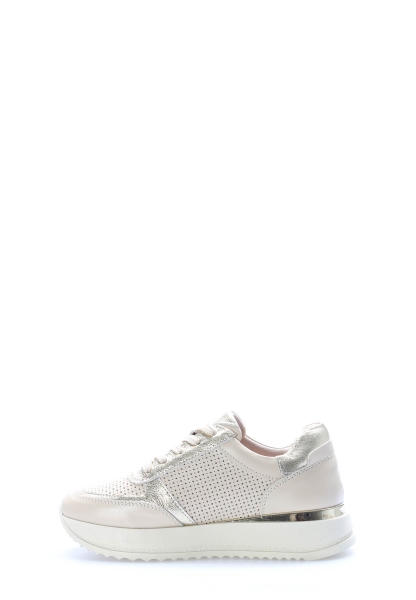 Tugerdi Bej Altın Hakiki Deri Bağcıklı Termo Taban Kadın Casual Ayakkabı TG0975726125492