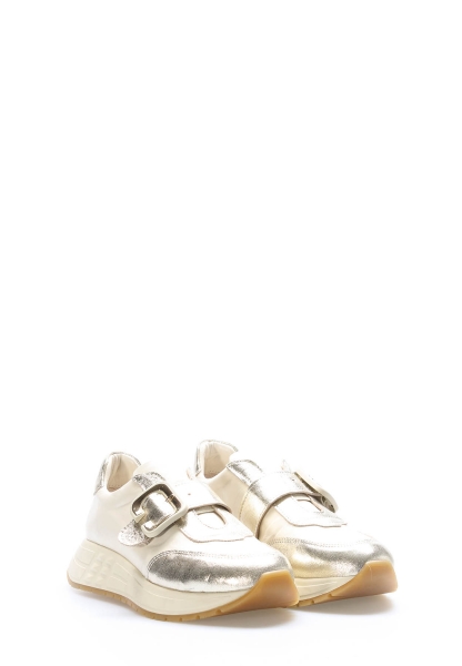 Tugerdi Bej Altın Hakiki Deri Kemerli Termo Taban Kaliteli Kadın Casual Ayakkabı TG0901026181213