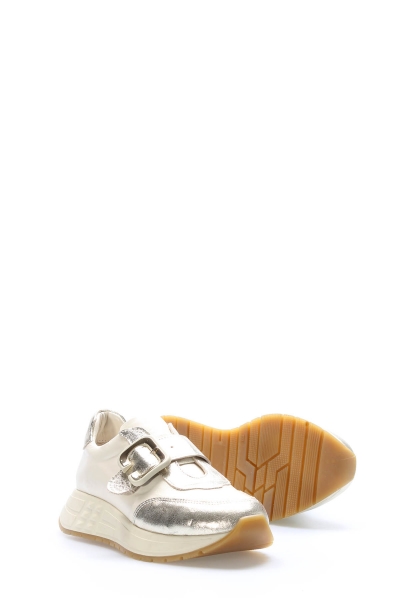 Tugerdi Bej Altın Hakiki Deri Kemerli Termo Taban Kaliteli Kadın Casual Ayakkabı TG0901026181213