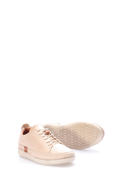 Tugerdi Bej Hakiki Deri Bağcıklı Termo Taban Kadın Casual Ayakkabı TG0916026111360