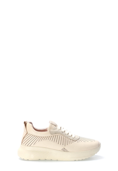 Tugerdi Bej Bağcıklı Hakiki Deri Hafif Taban Kaliteli Kadın Casual Ayakkabı TG099822611420