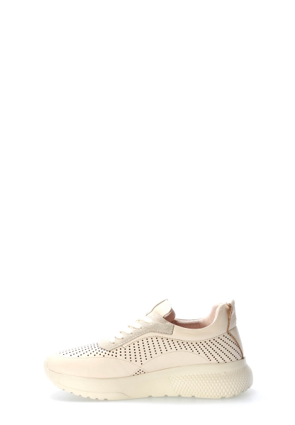 Tugerdi Bej Bağcıklı Hakiki Deri Hafif Taban Kaliteli Kadın Casual Ayakkabı TG099822611420