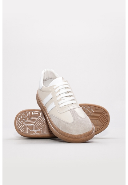 Tugerdi Bej İçi Dışı Hakiki Deri Bağcıklı Termo Taban Günlük Kadın Ayakkabı TG09934261538