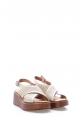 Tugerdi Bej Hakiki Deri Hafif Taban Kemerli Dolgu Topuklu Kadın Sandalet TG096212611274
