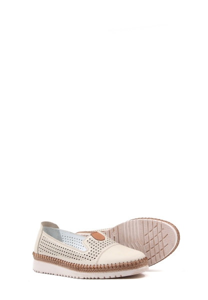 Tugerdi Bej Hakiki Deri Rahat Taban Kaliteli Tarz Kadın Günlük Ayakkabı TG091392615411