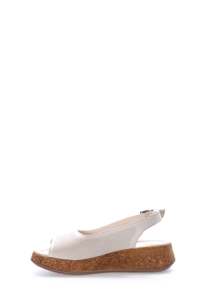 Tugerdi Bej Hakiki Deri Termo Taban Kemerli Kadın Sandalet TG09227261153601