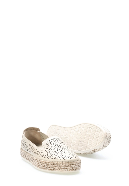 Tugerdi Bej Hakiki Deri Hafif Taban Kaliteli Kadın Casual Ayakkabı TG091392612411