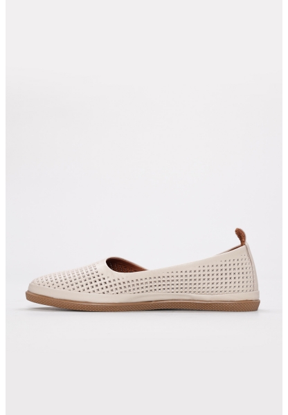 Tugerdi Bej İçi Dışı Hakiki Deri Jel Taban Kaliteli Kadın Babet Ayakkabı TG094192612513