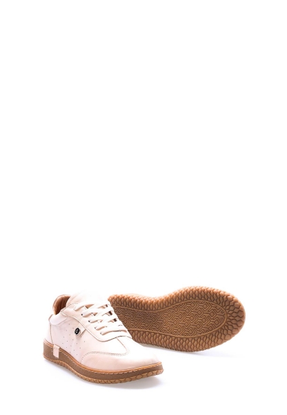 Tugerdi Bej İçi Dışı Hakiki Deri Bağcıklı Termo Taban Kaliteli Kadın Casual Ayakkabı TG092462612413