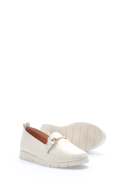 Tugerdi Bej Hakiki Deri Tokalı Hafif Taban Kaliteli Kadın Casual Ayakkabı TG09135261221154