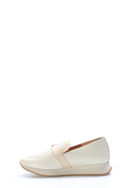 Tugerdi Bej Hakiki Deri Tipu Taban Kemerli Günlük Kadın Ayakkabı TG0935626155942536