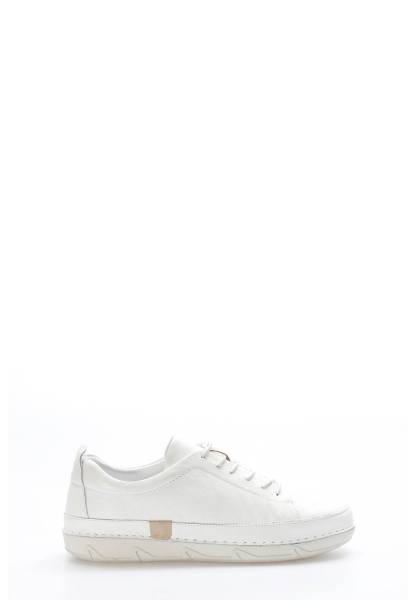 Tugerdi Beyaz Hakiki Deri Beyaz Termo Taban Bağcıklı Kadın Casual Ayakkabı TG0916026111360