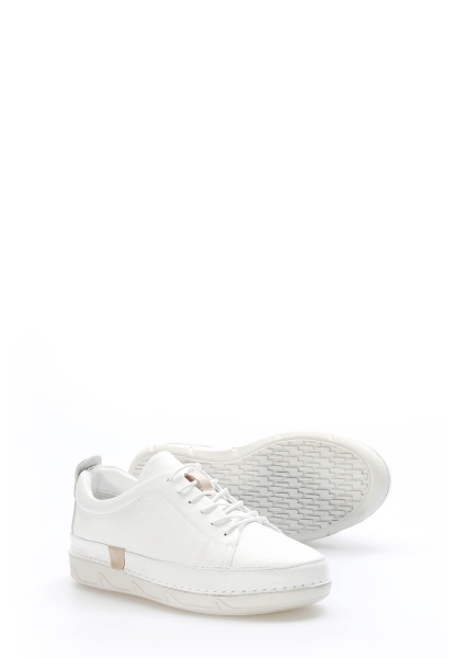 Tugerdi Beyaz Hakiki Deri Beyaz Termo Taban Bağcıklı Kadın Casual Ayakkabı TG0916026111360