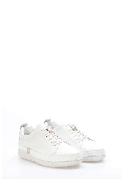 Tugerdi Beyaz Hakiki Deri Beyaz Termo Taban Bağcıklı Kadın Casual Ayakkabı TG0916026111360