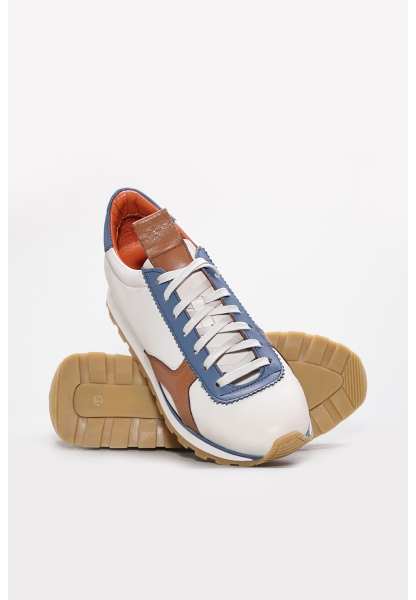 Tugerdi Beyaz İçi Dışı Hakiki Deri Bağcıklı Eva Taban Erkek Spor Ayakkabı TG095301312551082