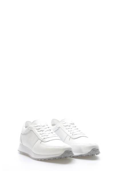 Tugerdi Beyaz Hakiki Deri Termo Taban Bağcıklı Erkek Spor Ayakkabı TG09951131966