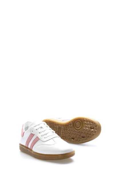 Tugerdi Beyaz Fuji İçi Dışı Hakiki Deri Bağcıklı Hafif Taban Günlük Kadın Ayakkabı TG091822612734