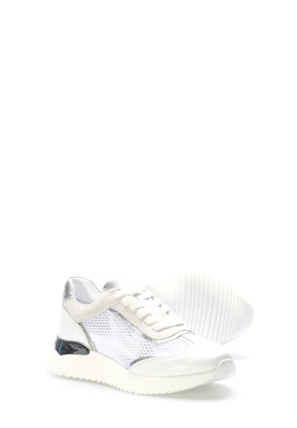 Tugerdi Beyaz Gümüş İçi Dışı Hakiki Deri Bağcıklı Termo Taban Kaliteli Kadın Casual Ayakkabı TG0975726125486