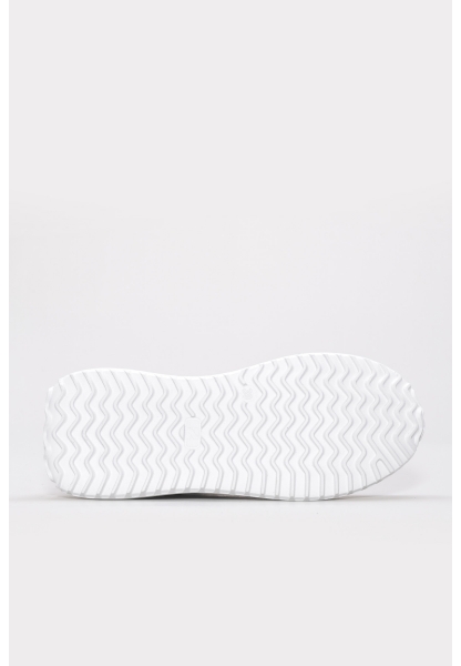 Tugerdi Beyaz-Gümüş İçi Dışı Hakiki Deri Bağcıklı Hafif Taban Kadın Spor Ayakkabı TG091362619441