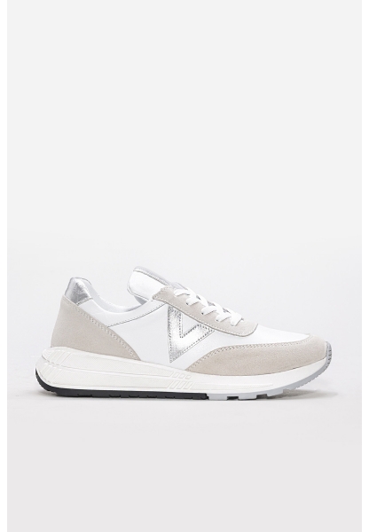 Tugerdi Beyaz Gümüş İçi Dışı Hakiki Deri Termo Taban Bağcıklı Kadın Spor Ayakkabı TG09169261563