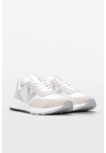 Tugerdi Beyaz Gümüş İçi Dışı Hakiki Deri Termo Taban Bağcıklı Kadın Spor Ayakkabı TG09169261563