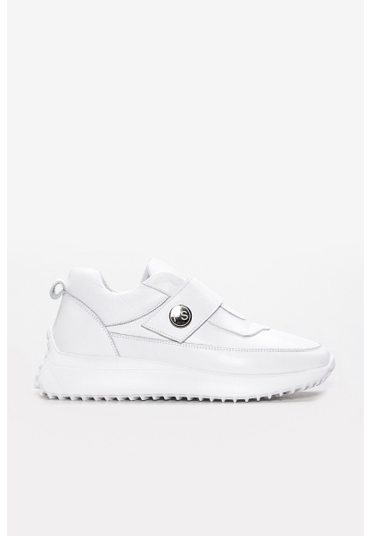 Tugerdi Beyaz İçi Dışı Hakiki Deri Cırtlı Hafif Taban Günlük Kadın Ayakkabı TG0913626191420