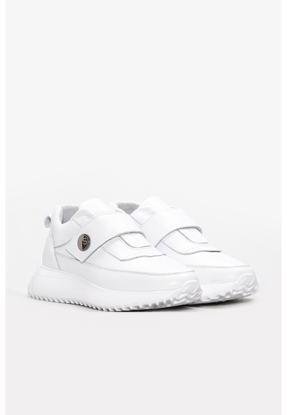 Tugerdi Beyaz İçi Dışı Hakiki Deri Cırtlı Hafif Taban Günlük Kadın Ayakkabı TG0913626191420