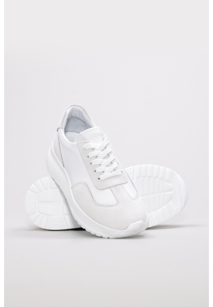 Tugerdi Beyaz İçi Dışı Hakiki Deri Beyaz Hafif Taban Bağcıklı Kadın Spor Ayakkabı TG099822611460