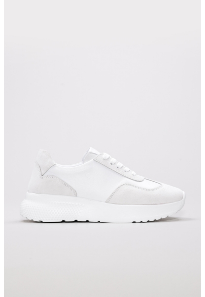 Tugerdi Beyaz İçi Dışı Hakiki Deri Beyaz Hafif Taban Bağcıklı Kadın Spor Ayakkabı TG099822611460