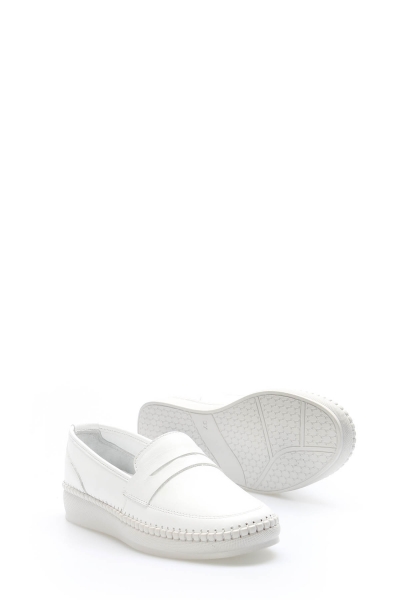 Tugerdi Beyaz İçi Dışı Hakiki Deri Bağcıklı Kaliteli Kadın Casual Ayakkabı TG091642612429