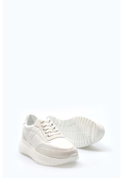 Tugerdi Beyaz İçi Dışı Hakiki Deri Beyaz Hafif Taban Bağcıklı Kadın Casual Ayakkabı TG099822611411