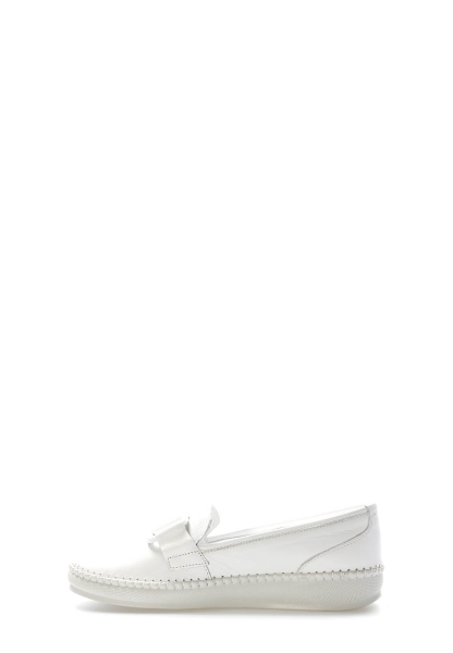 Tugerdi Beyaz Hakiki Deri Tokalı Hafif Taban Kaliteli Kadın Casual Ayakkabı TG091642612454