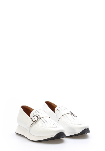 Tugerdi Beyaz Hakiki Deri Tipu Taban Kemerli Kaliteli Kadın Casual Ayakkabı TG0935626155942536