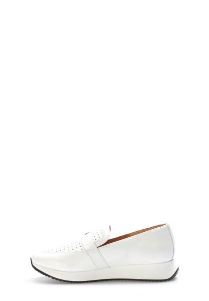 Tugerdi Beyaz Hakiki Deri Tipu Taban Kemerli Kaliteli Kadın Casual Ayakkabı TG0935626155942536